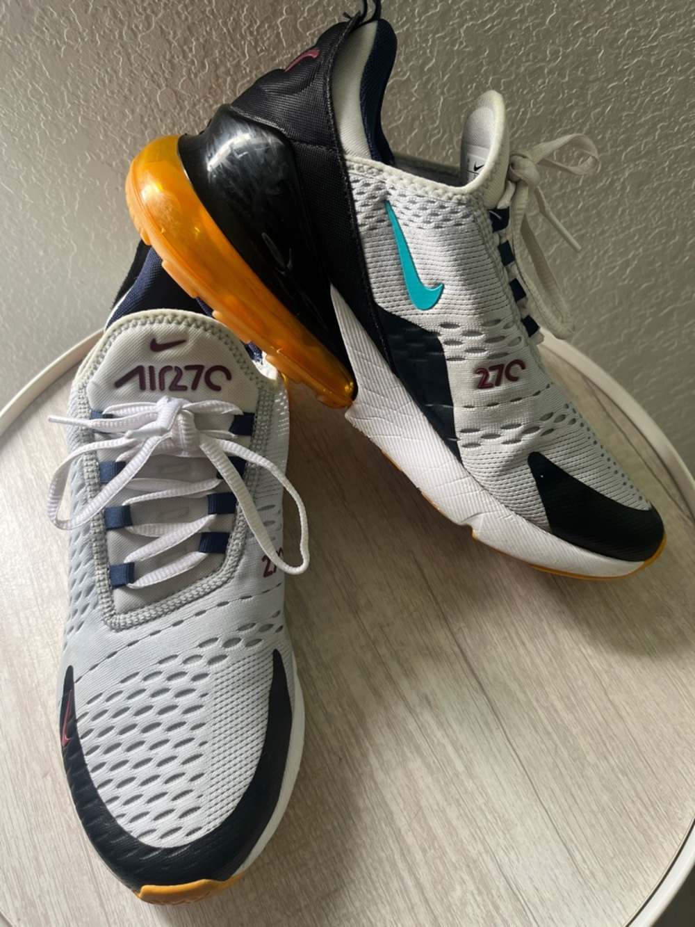 Nike White Navy Yellow Air270 Trainers - Picture 3 of 13